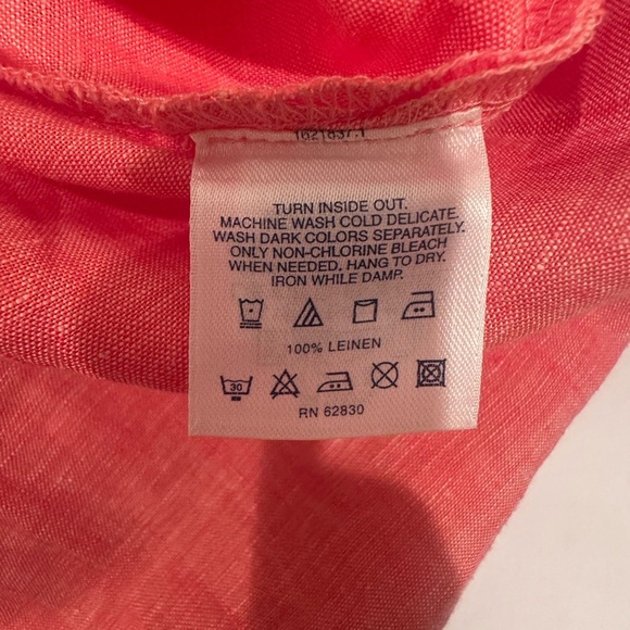 Land's End 100% Linen Coral Tunic Top Embellished Coastal Relaxed Resort Size 1X - Picture 10 of 10